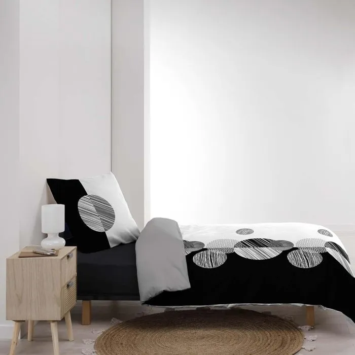 Pack housse de couette enfant 140 x 200 cm Stormi + drap housse 90 x 190 Blanc-3