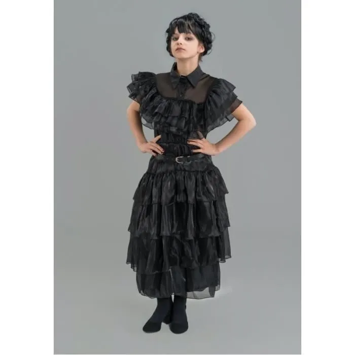 Robe de bal noire pour enfant Mercredi de la famille Addams CHAKS - Taille 13/14 ans 164cm - Halloween-1