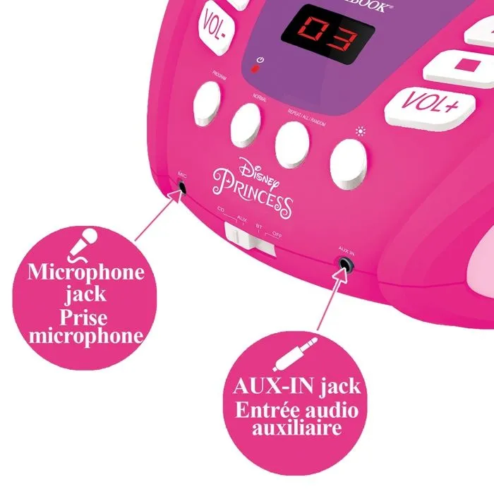 Lecteur CD Bluetooth Disney Princess avec Effets Lumineux-2
