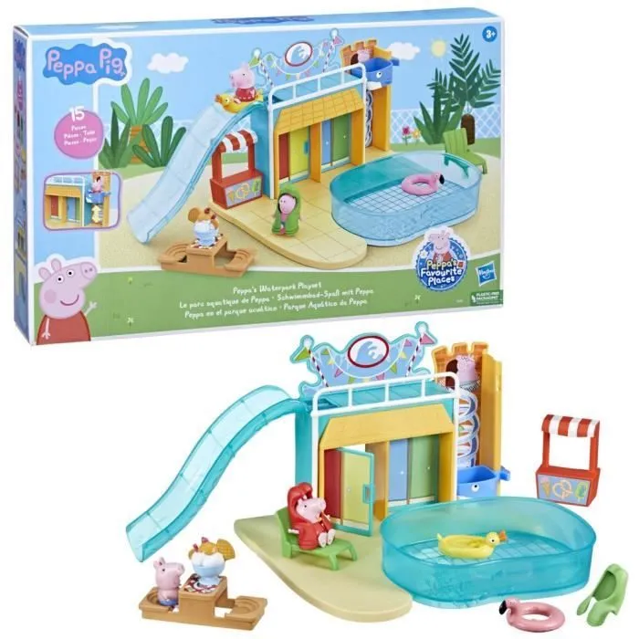 Coffret Peppa Pig Le parc aquatique de Peppa avec 2 figurines et 15 accessoires pour enfants dès 3 ans-1