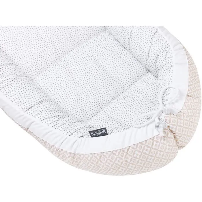 Bellochi Reducteur de Lit Bebe Cale Bebe pour Lit Cocon Bebe - 100% Coton - 90x60cm - Nid de Bebe Baby Nest - Beige Dots-1