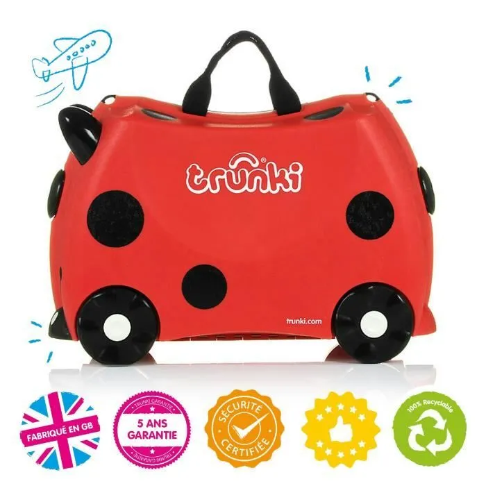 Trunki Valise à Roulettes pour Enfants et Bagages à Main pour Enfants : Valise à Roulettes Harley La Coccinelle (Rouge)-3
