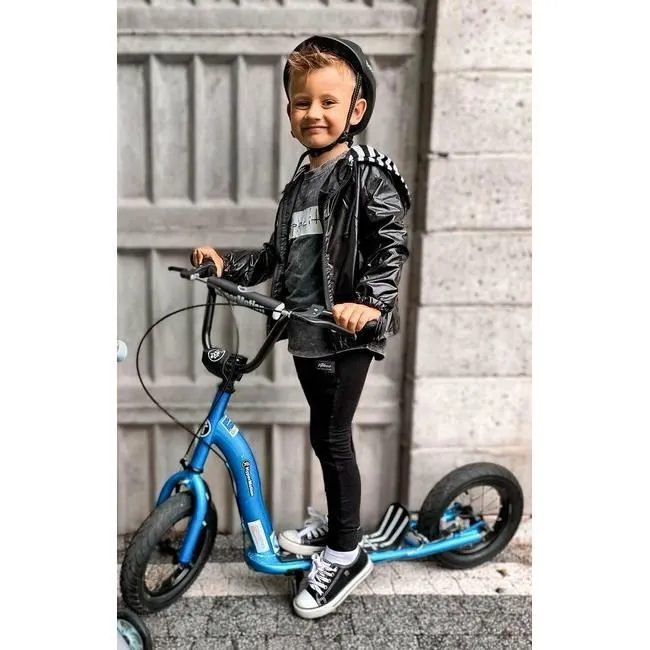 HyperMotion Trottinette Enfant & Ado - Freins à 2 Mains - Roues Gonflables 30 cm -Cadre en Acier Robuste - 50 KG MAX RUBY 12 - Bleue-1