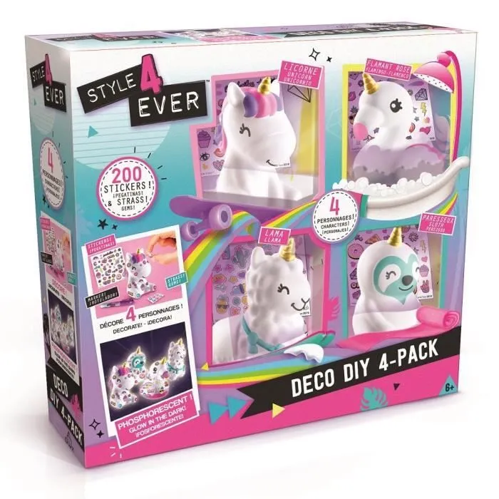STYLE 4 EVER Mini Deco DIY - Lot de 4 mini-figurines à décorer et à personnaliser qui brillent dans le noir ! - OFG 177 - 6 ans et-2