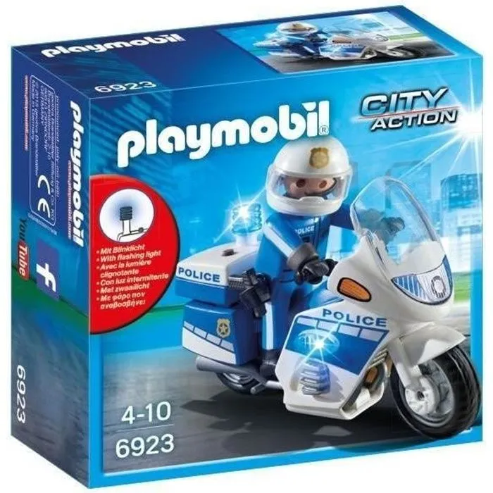 PLAYMOBIL 6923 - City Action - Moto de Policier avec Gyrophare-0