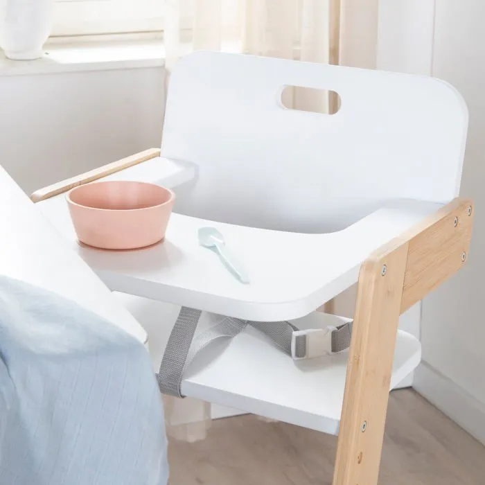 Chaise Haute Évolutive ROBA Nature Up en Bambou FSC® - Supporte 70 kg - Plateau Repas Inclus - Blanc / Naturel-4