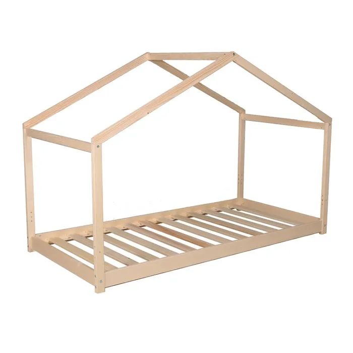 Lit cabane - WEBER INDUSTRIES - Koala - Bois massif - 90x190 cm - Sommier inclus-0