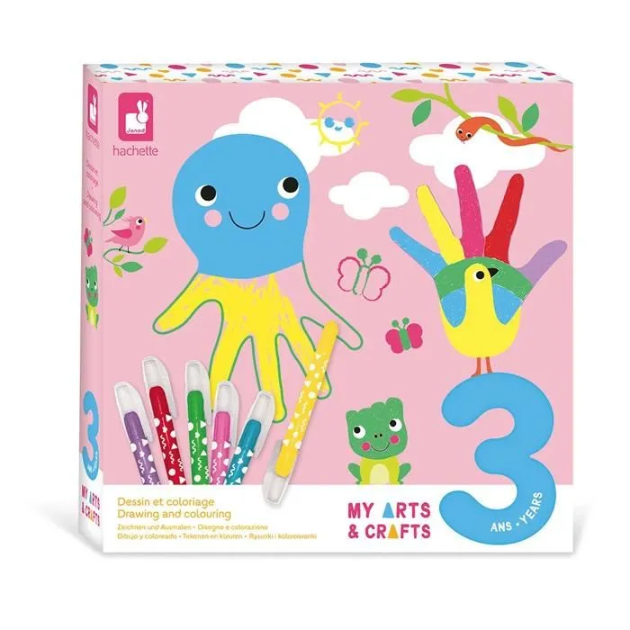 Dessin et Coloriage 3 ans - Activité Manuelle pour Enfant - Tableau,Dessin et Feutre - Coloriage Enfant -dès 3 ans-0