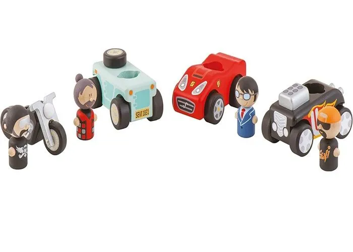 Garage à voitures SEVI - Parking en bois rouge 47 x 57 cm - Pour enfants à partir de 3 ans-3