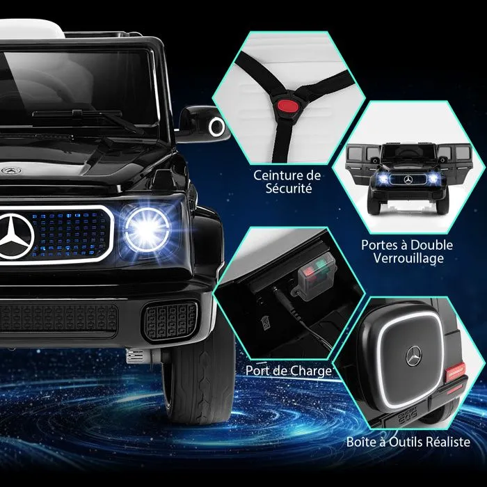 Mercedes-Benz Voiture Électrique Enfant - COSTWAY, 4 Roues Motrices, Télécommande, Lumières LED, Musique et Klaxon, 3-8 Ans, Noir-3
