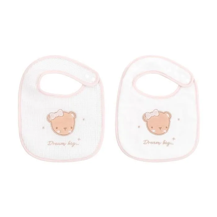 Kikkaboo Bavoir bébé set de 2 Dream éponge gaufré, bouton pression, coton [Rose]-1