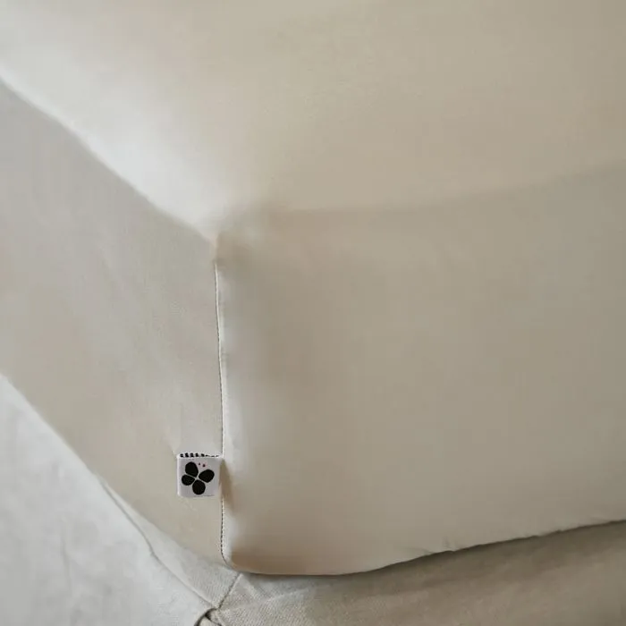 Drap housse king size 180 x 200 cm satin de bambou Salomé Naturel-1