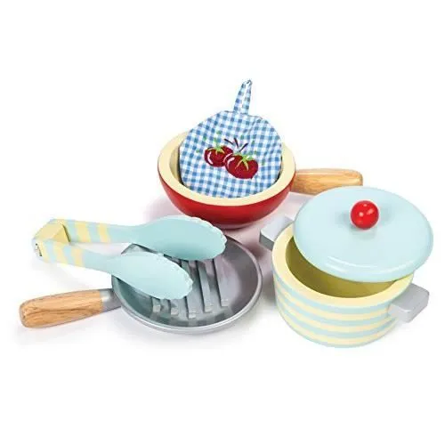 Le Toy Van Honeybake Wooden Pots & Pans Set Premium Wooden Toys for Kids Ages 3 Years & Up-0
