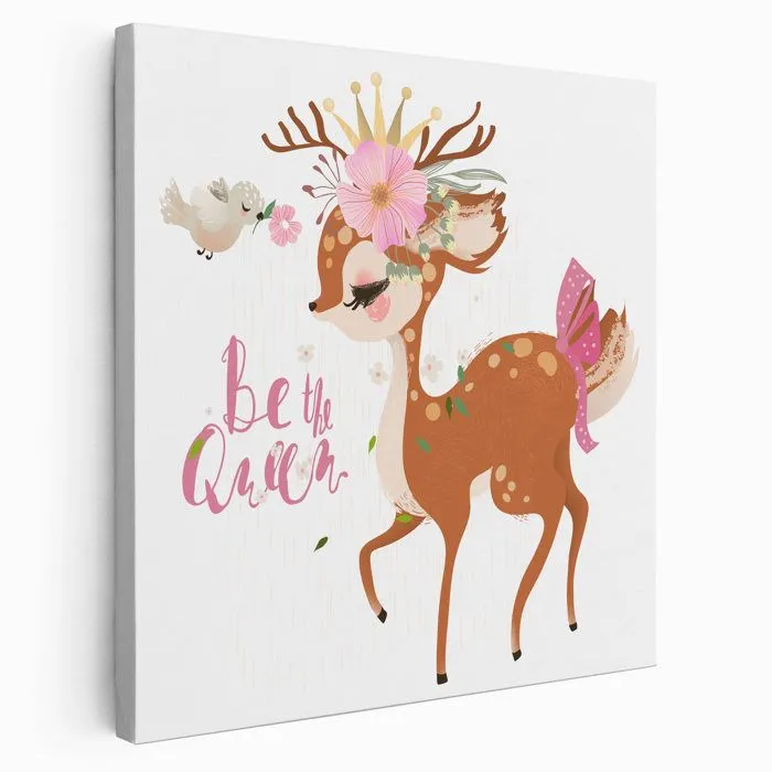 Tableau toile Enfants Carré - Faon Be The Queen 3617689718842 - 30x30 cm-0
