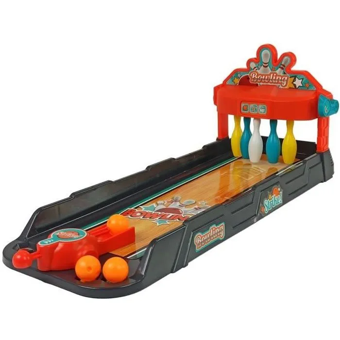 WIN Jeu bowling de table avec lanceur de balles et cartes pour enfants-0