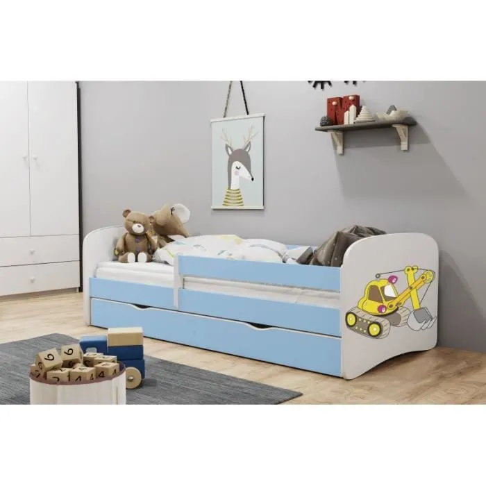 Kocot Kids Lit pelleteuse bleu Babydreams avec un tiroir sans matelas 160/80 - 5903282041912-1