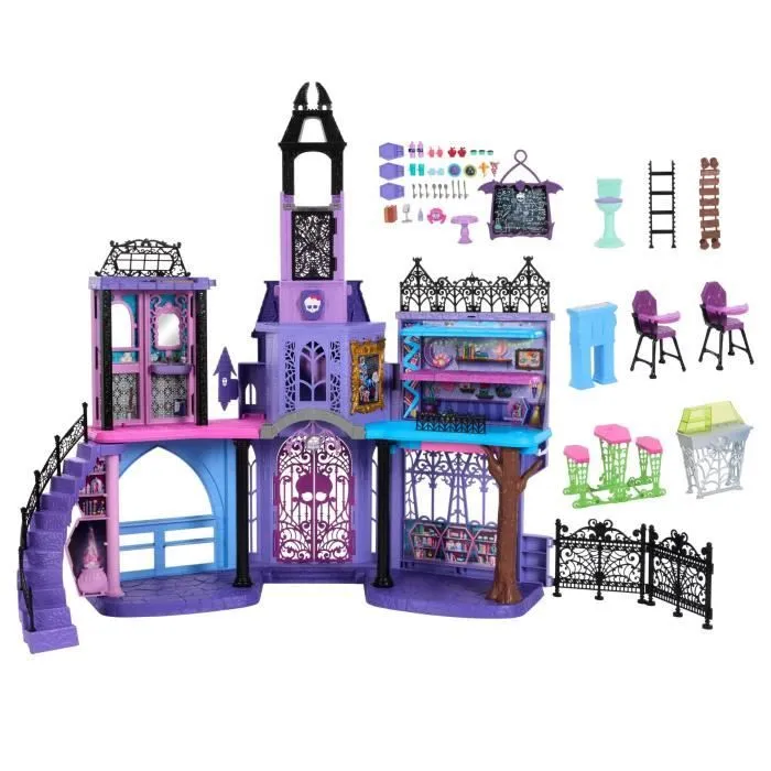 MONSTER HIGH Le Lycée Hanté-Maison de Poupées, plus de 35 accessoires - Monster High - HLP88-0