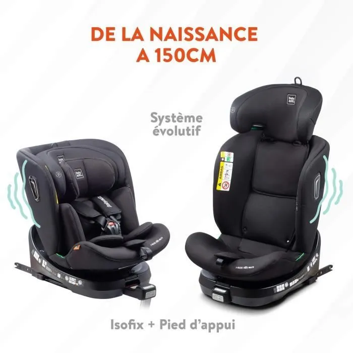 Siège auto - BABYAUTO - AITANA GREY ANTHRACITE - De la naissance à 12 ans - 0-36 kg - I-Size - ISOFIX - Pivotant 360° - ECE R129-2