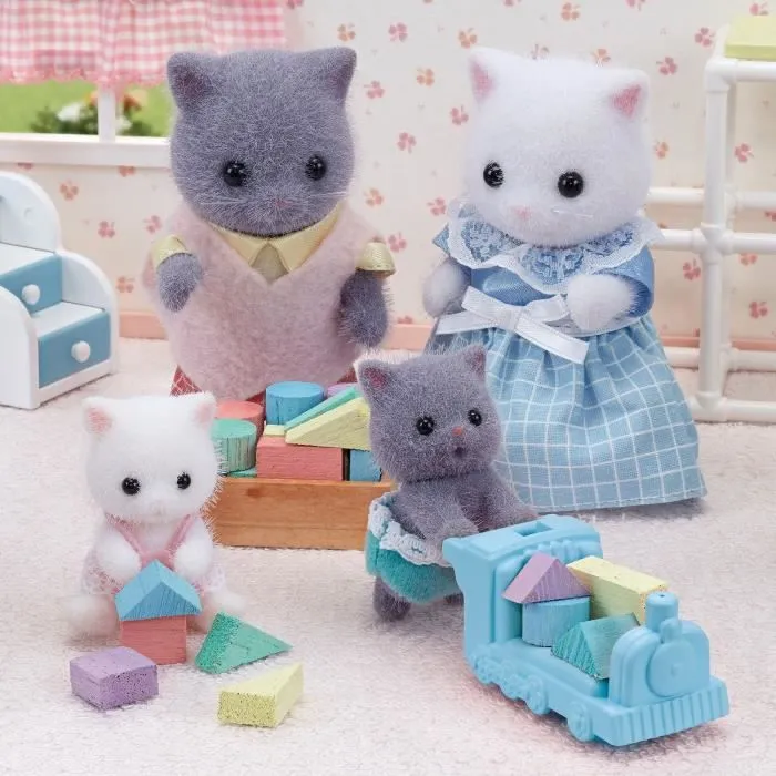 Figurines Sylvanian Families - Jumeaux chat persan avec wagon - Articulés - Multicolore-2
