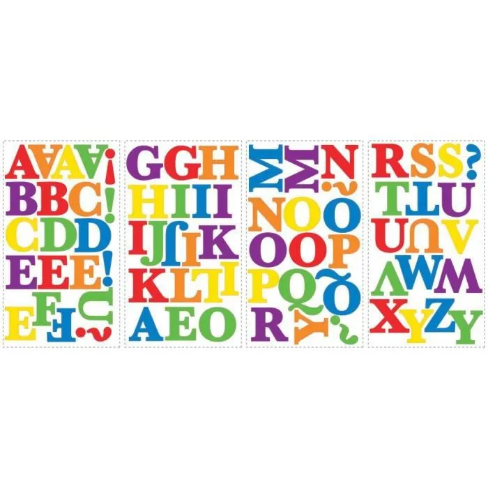 Stickers - ROOMMATES - Alphabet Multicolore - 73 pièces - Repositionnables - Vinyle-1