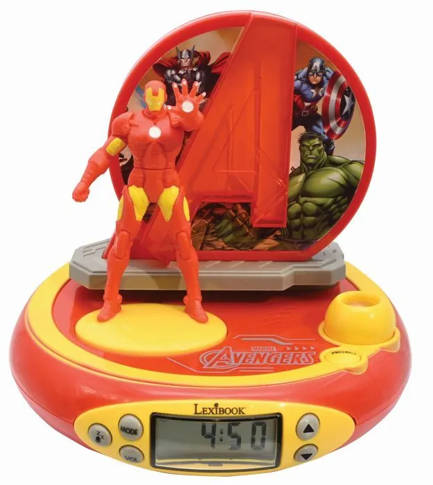 Réveil Projecteur Avengers avec Iron Man en 3D et des sons super-héros-0