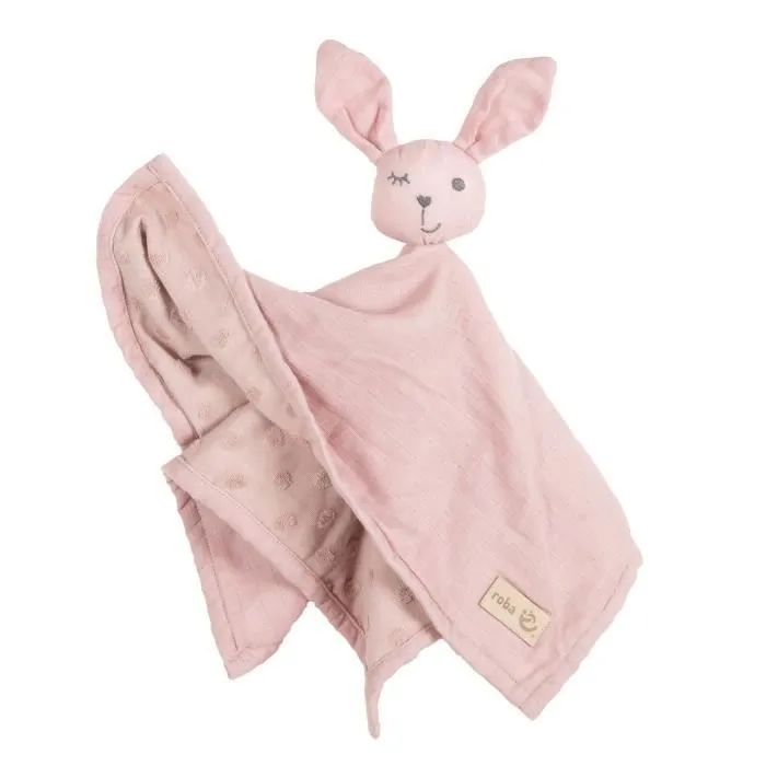 ROBA Doudou Lapin Bio "Lil Planet" 40 x 40 cm Certifié GOTS - Rose-mauve-0
