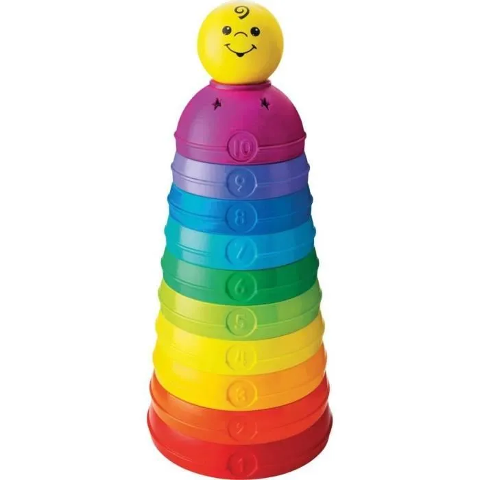 Jouet d'empilage et de roulage - FISHER PRICE - Tasses Roul'empilo - 10 tasses numérotées et colorées - Mixte-0