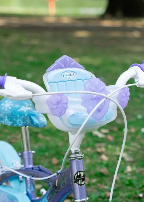 Vélo Enfant Disney - Reine Des Neiges - Roues 12" - Age 3-5 ans - 2 Freins - Stabilisateurs - Garde-Boue - Bleu - Produit HUFFY-3