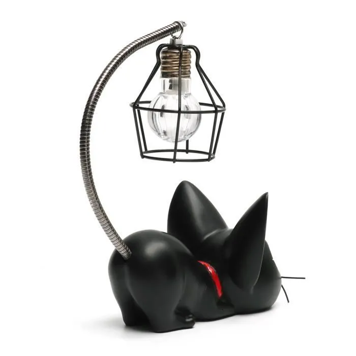 Veilleuse lampe de chevet chat - Creative - Lampe à poser - Résine + Métal - Blanc - 10cm x 17.5cm-1