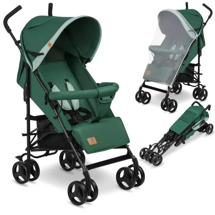LIONELO Elia - Poussette bébé canne compacte - De 6 à 36 mois - Ceinture 5 points de sécurité - Accessoires inclus - Vert-0