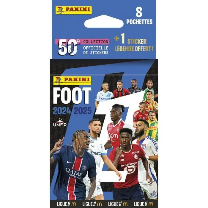 Blister stickers - PANINI - Foot Ligue 1 2024-2025 McDonald's - 8 pochettes + 1 sticker légende-0