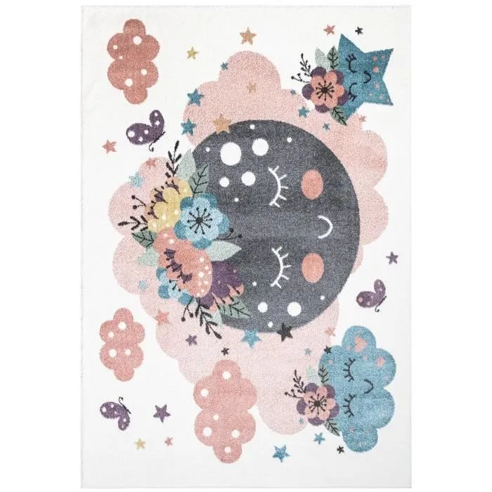 Tapis pour chambre d'enfant Crème Motif Nuages 120x160cm-0