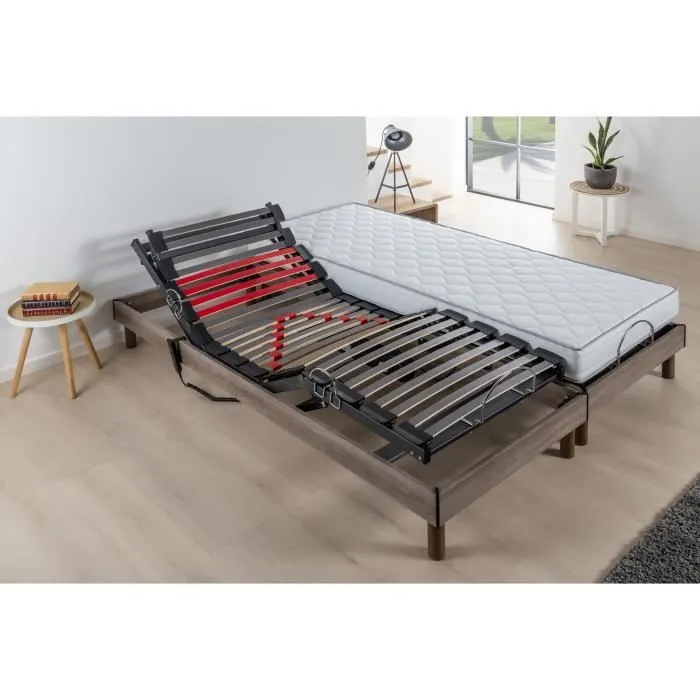 Ensemble matelas+sommier relaxation électrique COMFORT - 2x80x200 cm - Matelas mousse - DEKO DREAM Samba-1
