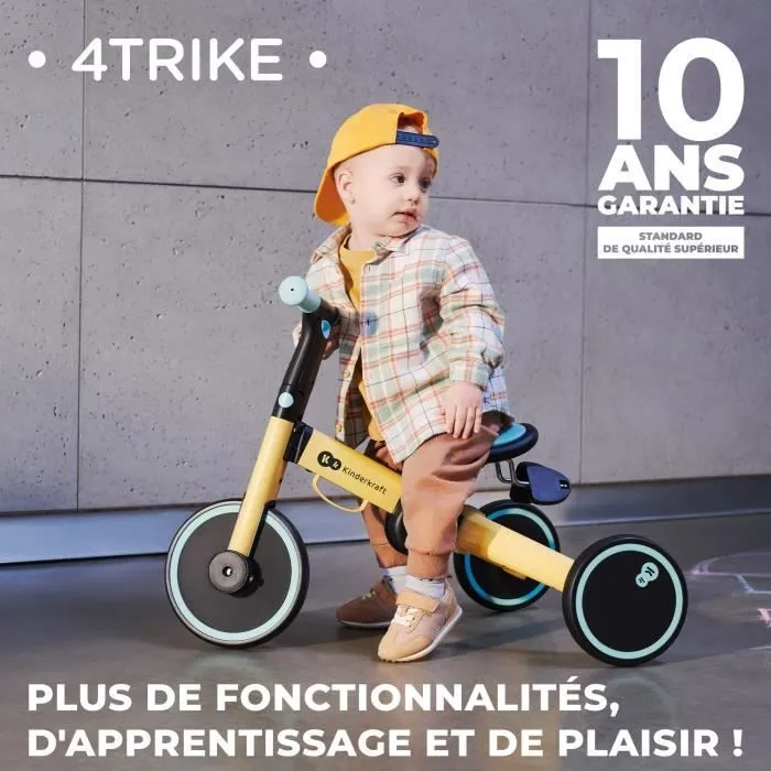 Tricycle évolutif 3en1 KINDERKRAFT 4Trike - Jusqu'à 25 Kg - Multiples configurations - Miel-1