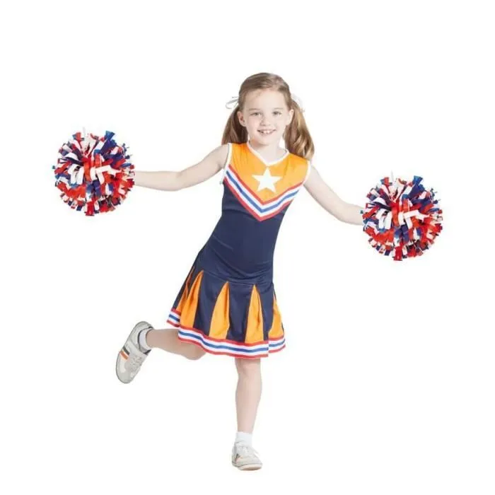 Déguisement de Cheerleader Orange et Bleu pour fille-0