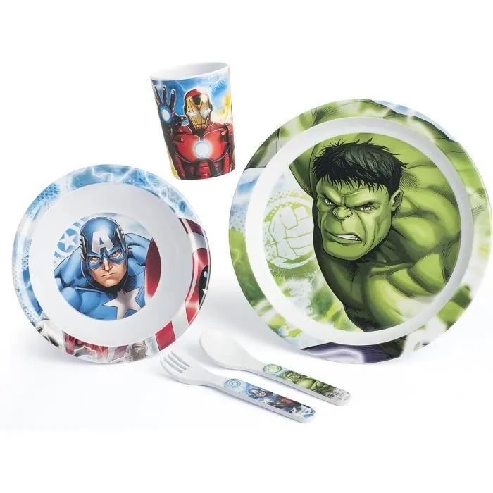 AVENGERS - Ensemble repas (assiette, bol, verre) + 2 couverts-0