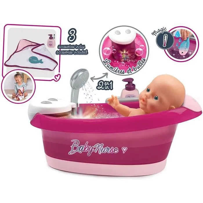 Baignoire Balnéo Baby Nurse - Smoby - Jets d'eau, bulles et lumières LED-2