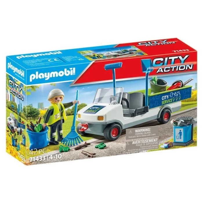 PLAYMOBIL 71433 Agent entretien avec véhicule électrique - City Action - Dès 4 ans-0