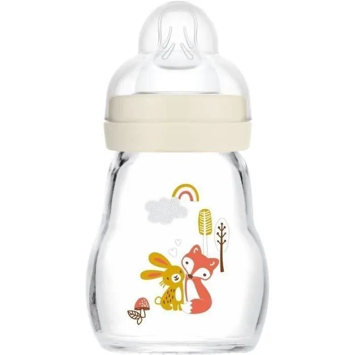 MAM Biberon Verre +0m Hérisson Blanc 170ml-0