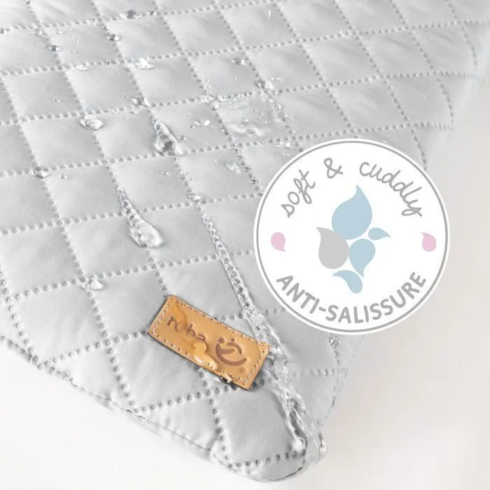 ROBA Parc Bébé Réglable 75x100 cm + Tapis de Parc "roba Style" Gris + 4 Roues - Bois Blanc-4