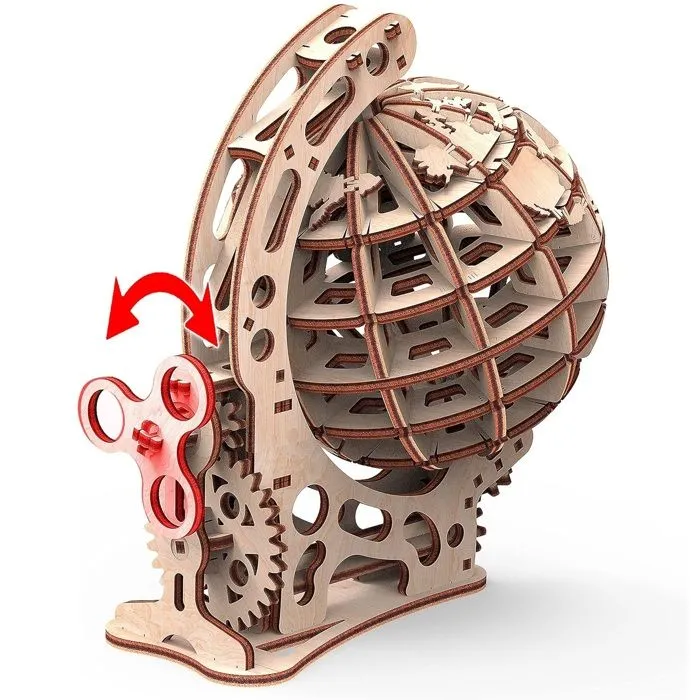 Maquette Globe Terrestre - Mr. PlayWood - 125 pièces - Bois - 17,5 x 18,5 cm - Puzzle 3D-2
