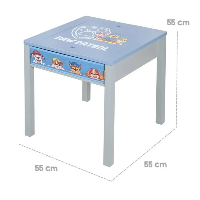 Table d'Activités ROBA Pat'Patrouille + 1 Tabouret avec Rangement - Plaque de Construction LEGO Intégrée - Bleu / Gris-5