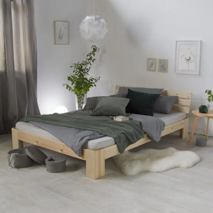 Lit double en bois Lit futon-3