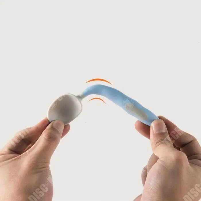 TD® Ensemble de cuillères pour enfants bébé apprendre à manger formation pliable vaisselle d'alimentation fourchette souple-3
