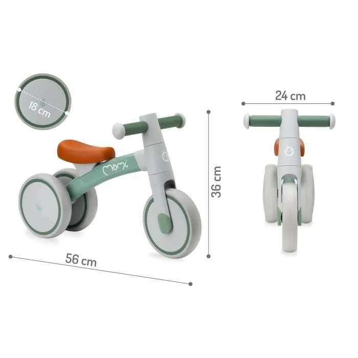 MoMi TEDI - Velo Bebe Draisienne - sans pedales - léger 1.2kg, jusqu'à 25 kg - Vert-2