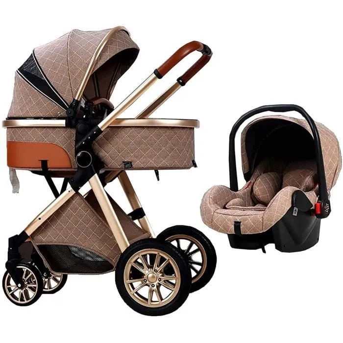 Bebeboutik Poussette Pliante Multifonction Landau Poussette Compacte 3 En 1 Pliable A Une Main Poussette Landau Avec Panier Et Sac Maman 276