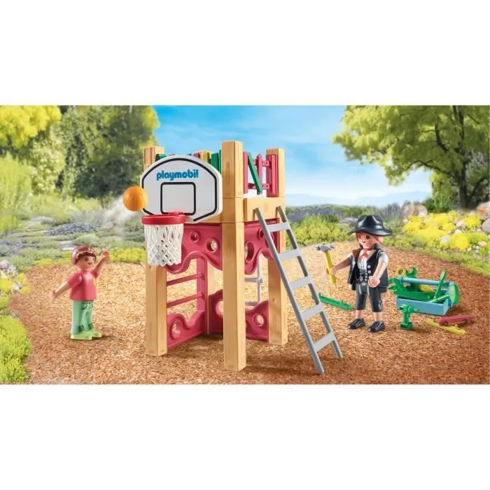 PLAYMOBIL 71475 Charpentier avec tourelle de jeu - My Life - 58 pièces - Jeu de rôle créatif-1