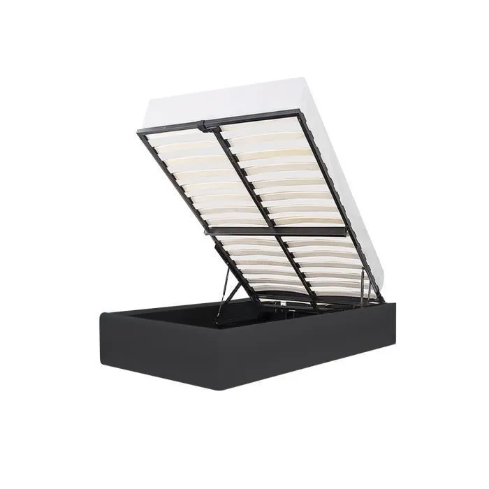 ECLIPSE Lit coffre enfant 90 x 190 cm - Simili noir - Sommier inclus-0