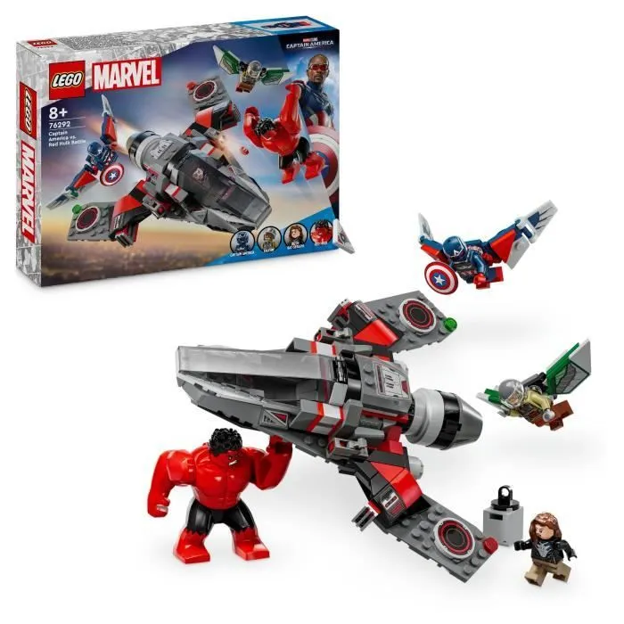 LEGO Marvel 76292 Captain America vs Hulk rouge - Avion de chasse à construire-0