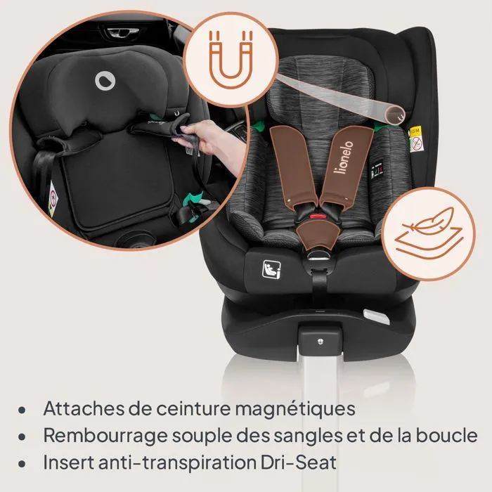 Siège-auto 360° LIONELO Braam iSize - ISOFIX - Base pivotante 360° - 40-150 cm - Groupe 0/1/2/3 - Noir-4